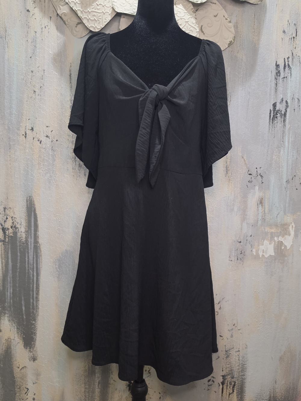 Dokotoo Elegant Black Tie-Front Party Mini Dress Size Large